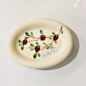 Emerson Creek Pottery Plimoth Plantation Cranberry Soap Dish Oval Hand Paint USA